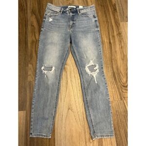 Eunina Bella Super High Rise Skinny Ankle Jeans Distressed Light Wash Size 13